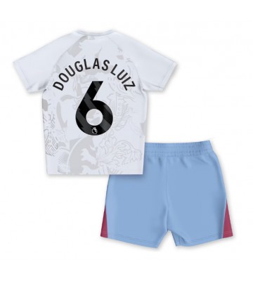 Aston Villa Douglas Luiz #6 Borta Kläder Barn 2023-24 Kortärmad (+ Korta byxor)